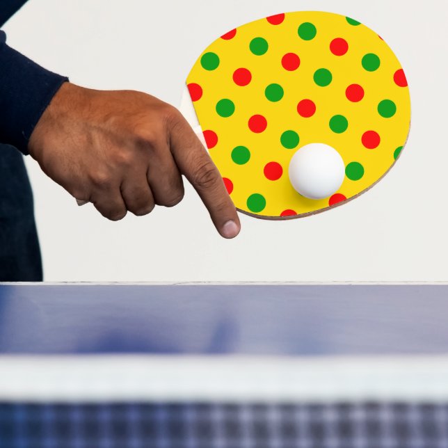 Yellow Red Green Polka Dots Design  Ping Pong Paddle (Insitu)