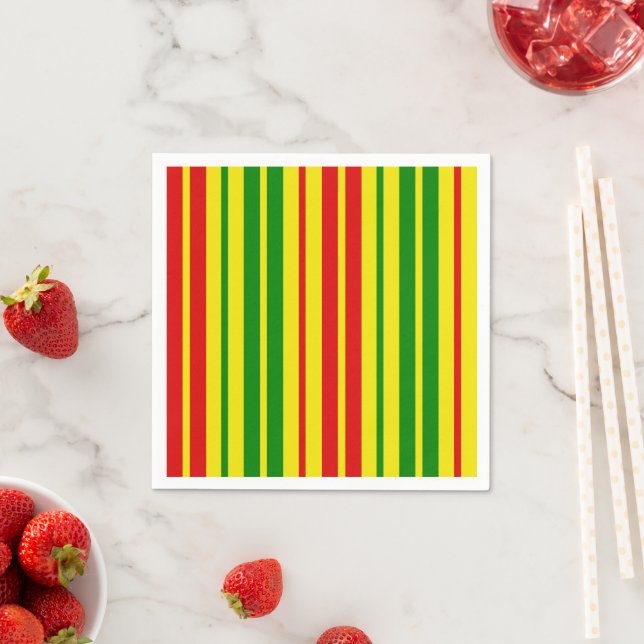 Yellow Red Green Stripes Pattern   Napkin (Insitu)