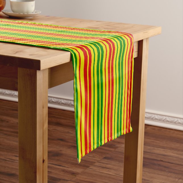 Yellow Red Green Stripes Pattern   Short Table Runner (In Situ)