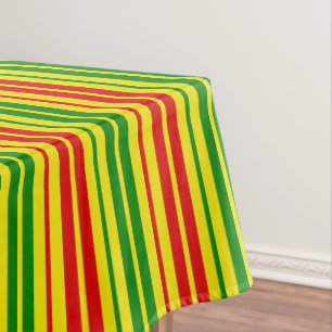 Yellow Red Green Stripes Pattern   Tablecloth