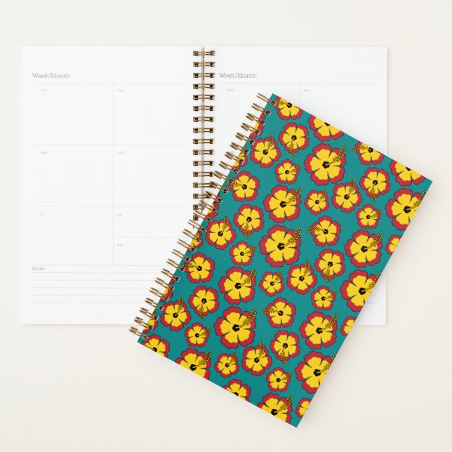 Yellow Red Hibiscus Tropical Flowers Pattern Planner (Display)