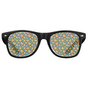 Yellow Red Hibiscus Tropical Flowers Pattern Retro Sunglasses