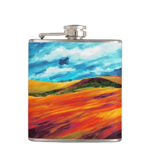Yellow Red Hills Hip Flask