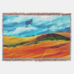 Yellow Red Hills Throw Blanket