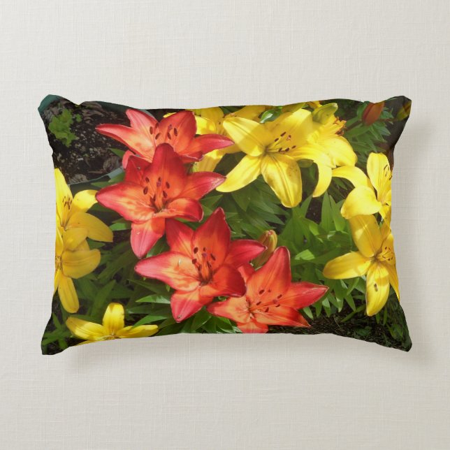 Yellow & Red Lily Photo Designed Decorative Cushion (Front)