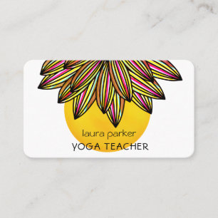 Yellow Red Lotus Flower Yoga Meditation Teacher Business Card