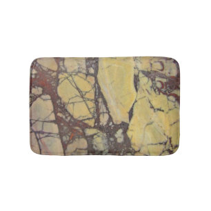 Yellow Red Marbled Gemstone Abstract Pattern Bath Mat