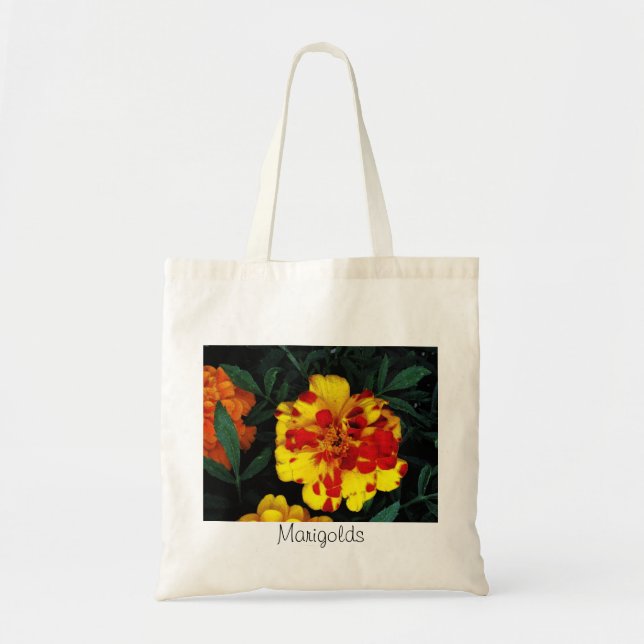 Yellow Red Marigolds Canvas Tote Bag (Front)