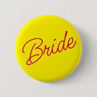 Yellow Red Minimal Bride Button