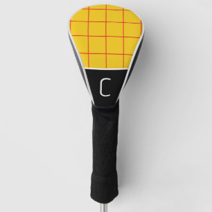 Yellow & Red Minimal Simple Plaid Pattern Print Golf Head Cover