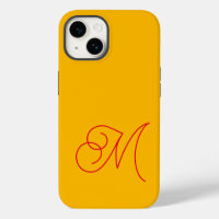Yellow Red Monogrammed Classical Script Plain