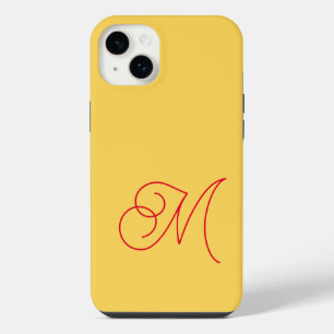 Yellow Red Monogrammed Classical Script Plain iPhone 14 Plus Case