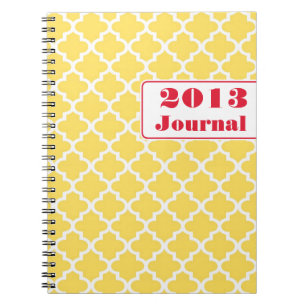 Yellow red Moroccan tile trendy annual journal