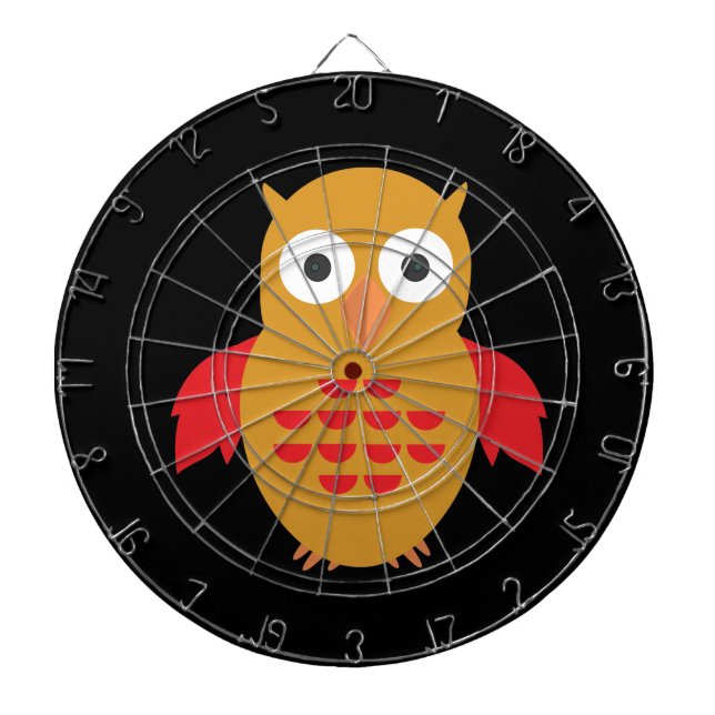 Yellow & Red Owl Dartboard (Front)