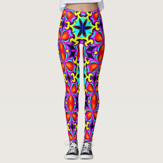 Yellow Red Patterned Leggings