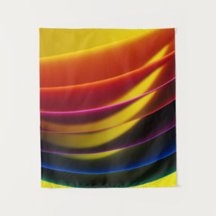 Yellow, red, purple, blue, and green layer paper tapestry