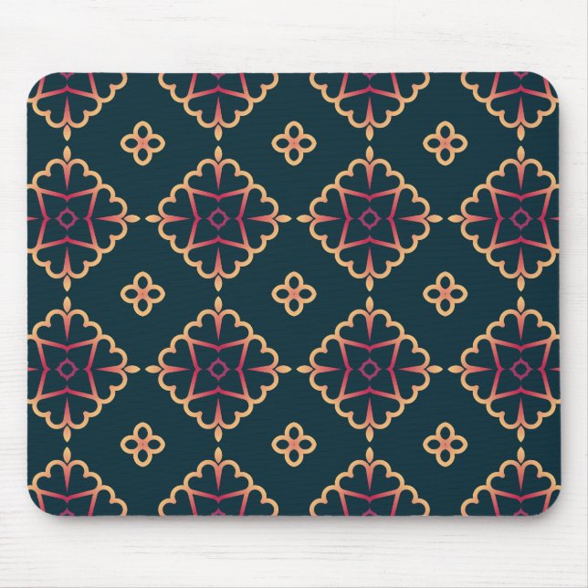yellow red seamless pattern on mouse pad (Front)