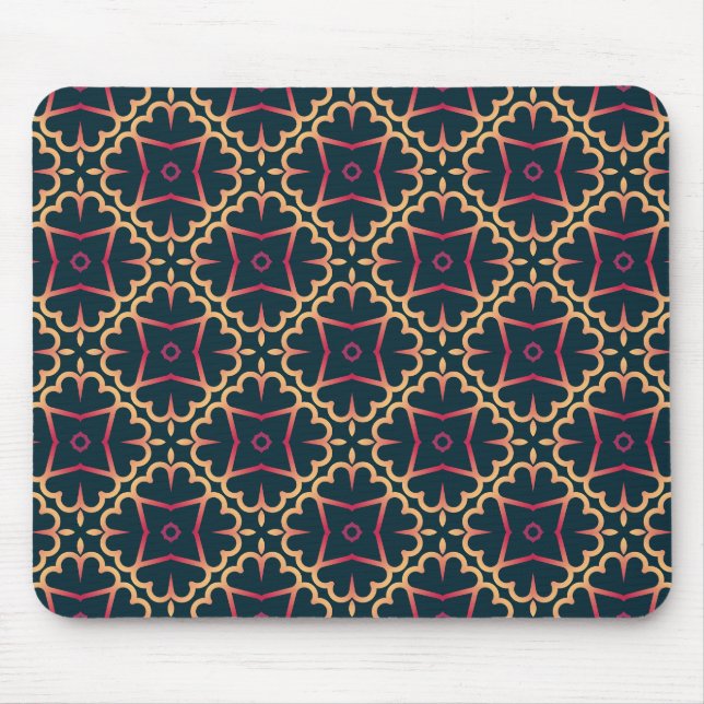 yellow red seamless pattern on mouse pad (Front)