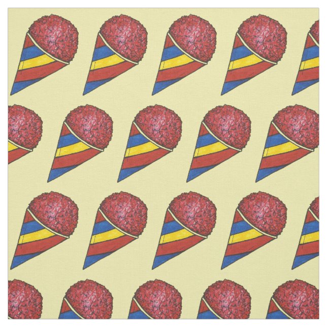 Yellow Red Striped Sno Snow Cones Summer Fabric (Swatch)