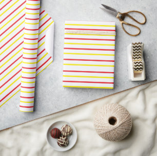 Yellow Red Stripes  Wrapping Paper