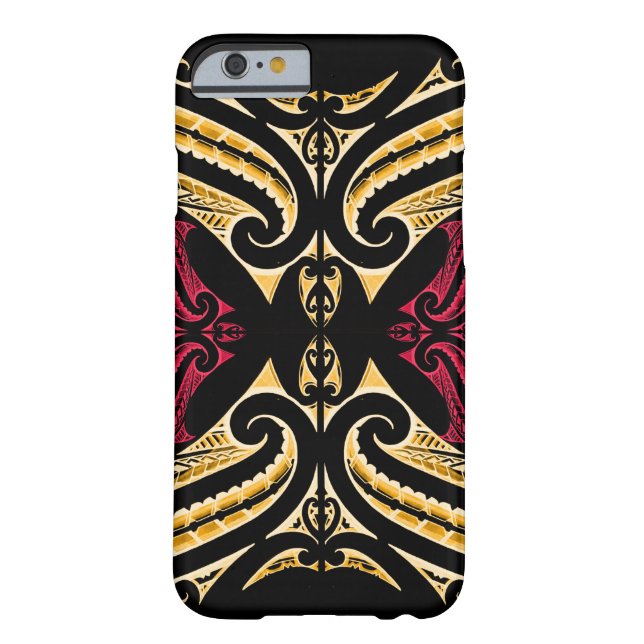 Yellow Red tribal Maori tatau drawing polytat Case-Mate iPhone Case (Back)