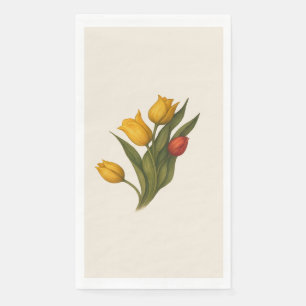 Yellow & Red Tulip Watercolor Guest Towels Napkin