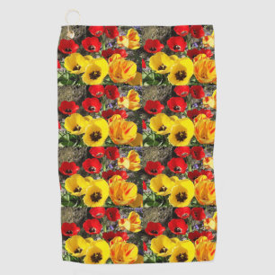 Yellow & Red Tulips  Golf Towel