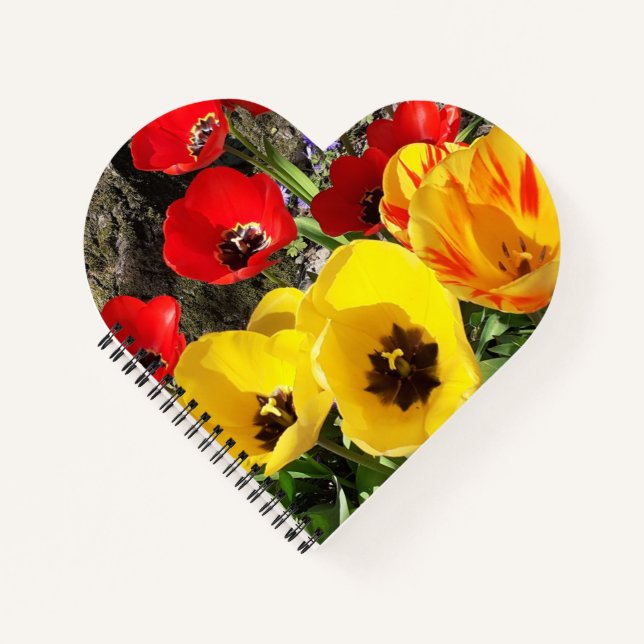 Yellow & Red Tulips Heart Notebook (Front)
