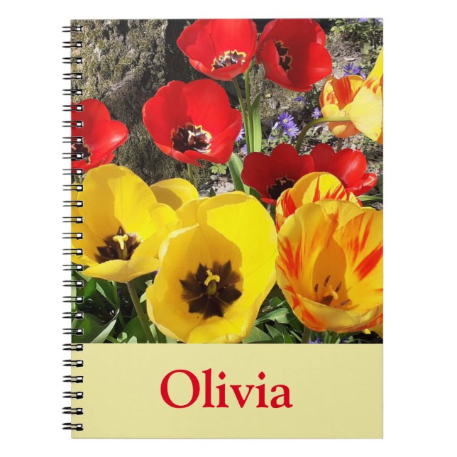 Yellow & Red Tulips Spiral Notebook (Front)