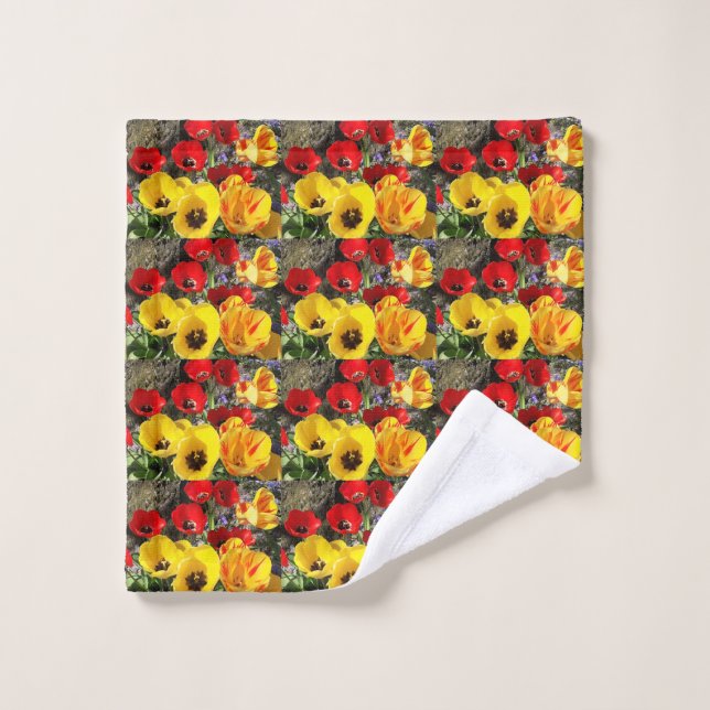 Yellow & Red Tulips Wash Cloth (Wash Cloth)