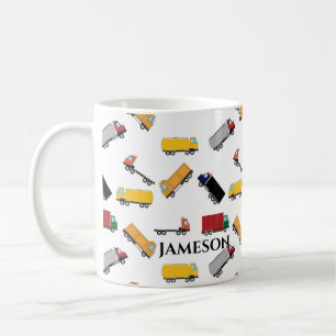 Yellow Red Watercolor Transportation Truck Coffee Mug