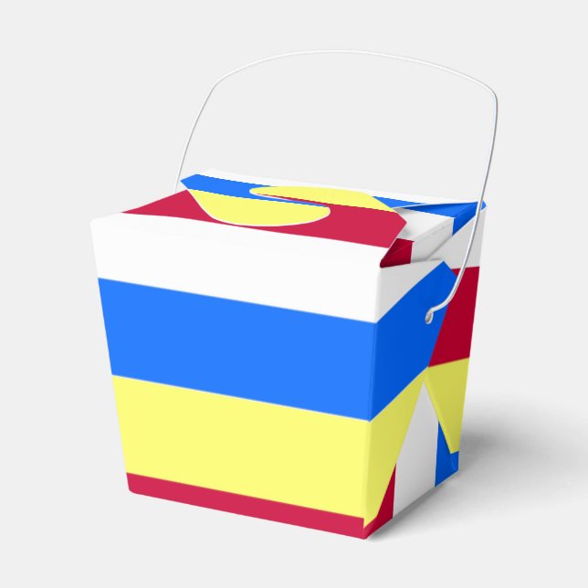 Yellow, Red, White and  Blue Stripes Favour Box (Front Side)