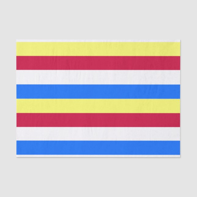 Yellow, Red, White and  Blue Stripes Tissue Paper (Front)