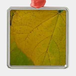 Yellow Redbud Leaves Autumn Nature Photography Metal Tree Decoration