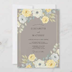 Yellow Refined Botanical Wedding Invitation