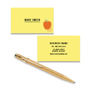 Yellow Registered Dietician With Apple Business Card