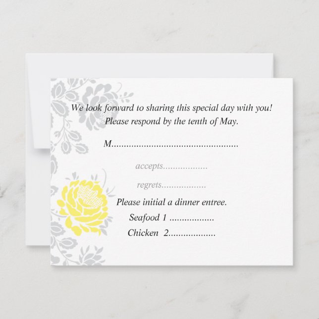 Yellow Response Card Wedding Invitations RSVP (Front)