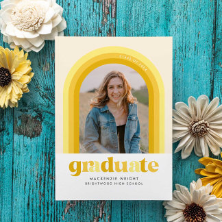 Yellow Retro Arch Graduation Announcement