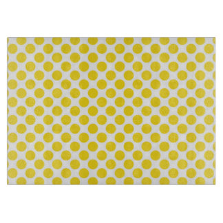Yellow Retro Colourful Modern Polka Dots Cutting Board