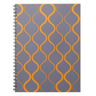 Yellow, retro, cool trendy curvy wavy illustration notebook