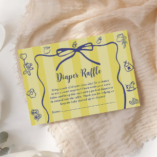 Yellow Retro Cute Diaper Raffle Lemons Baby Shower Enclosure Card