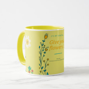YELLOW RETRO FLORAL MUG   HAPPY AESTHETIC DESIGN 