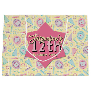 Yellow Retro Gaming Virtual Pet Birthday Large Gift Bag