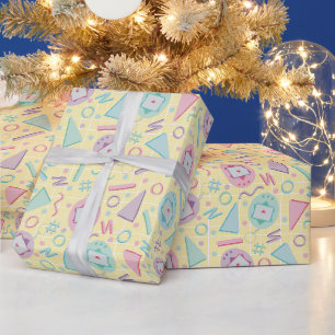 Yellow Retro Gaming Virtual Pet Birthday Wrapping Paper