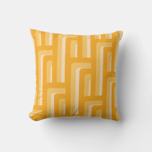 Yellow Retro Geometric Pattern Cushion
