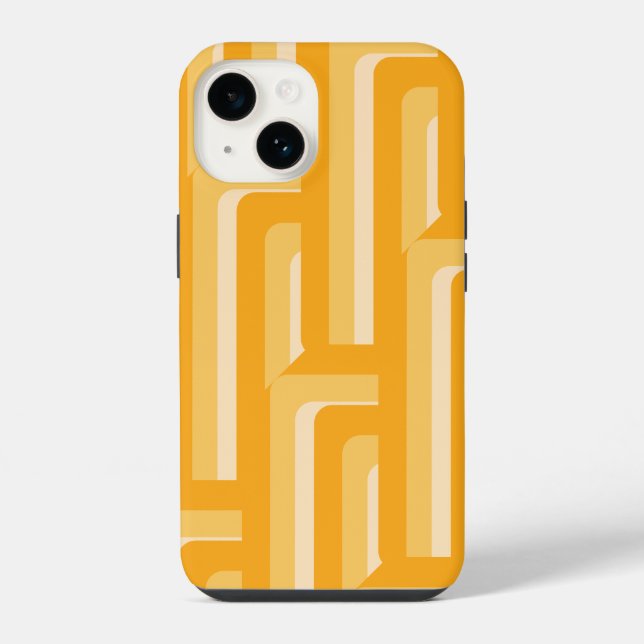 Yellow Retro Geometric Pattern iPhone Case (Back)