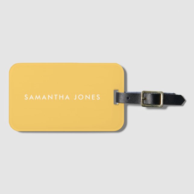 Yellow Retro Minimalist Modern Luggage Tag (Front Horizontal)