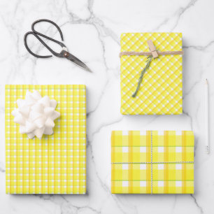 Yellow Retro Plaid Pattern Wrapping Paper Sheet