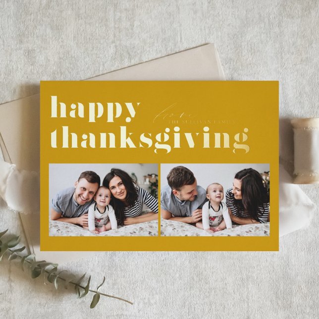 Yellow Retro Typography Happy Thanksgiving Photo  (Creator Uploaded)
