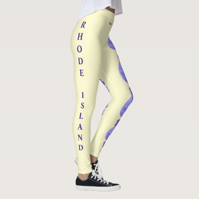 Yellow Rhode Island Violet State Flower Leggings (Right)